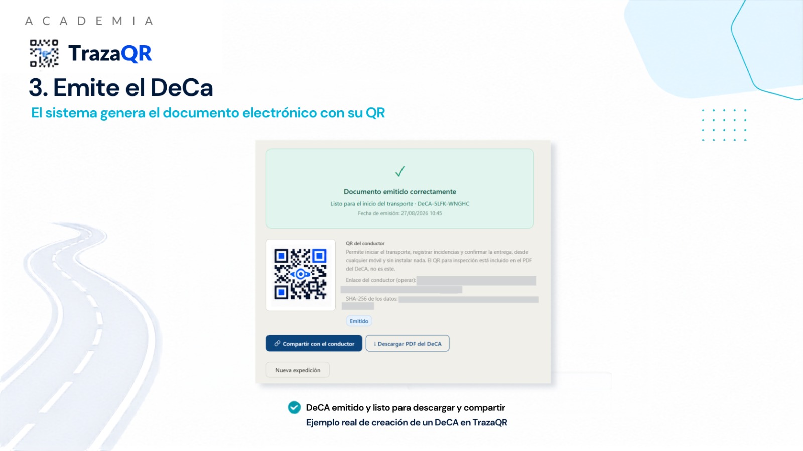 Emisión de un Documento Electrónico de Control Administrativo DeCA en TrazaQR